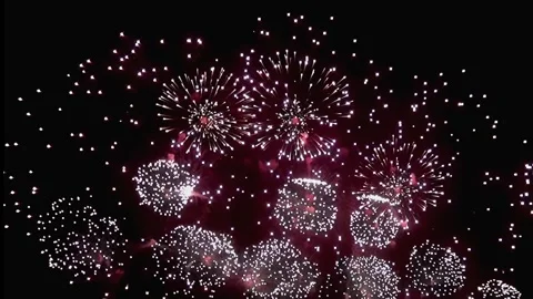 Mesmerizing Super Slow Motion Fireworks Display Over Dark Night Sky Stock-Footage 327834323