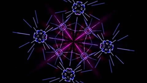 Mesmerizing swirling patterns of vibrant snowflakes in a dark void Vídeo Stock 293913573