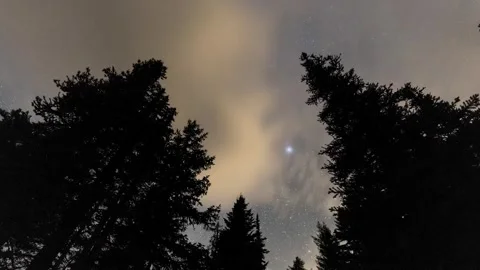 A mesmerizing timelapse of stars moving across the night sky, framed by Stock Footage 284848075