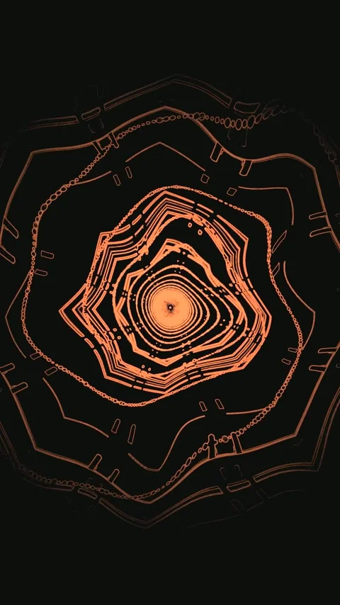 Mesmerizing tunnel video loop displaying vibrant orange lines in a seamless.. Stock Footage 321568307