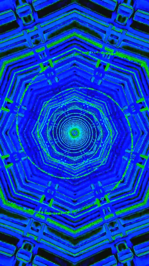 Mesmerizing tunnel video loop with vibrant blue and green colors creating a.. Stock Footage 321567665