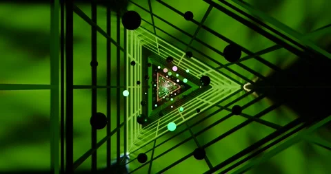 Mesmerizing tunnel visuals with vibrant green colors and geometri Stock Footage 316400542