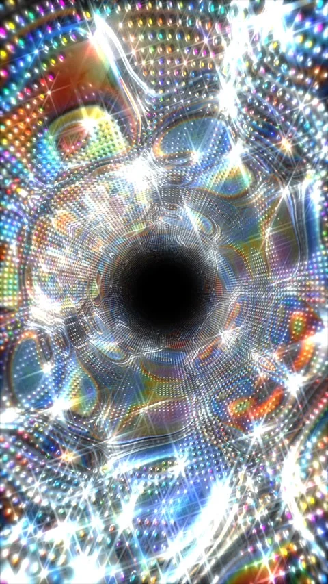 Mesmerizing vertical tunnel of sparkling multi-colored lights and reflections Video stock 331304966