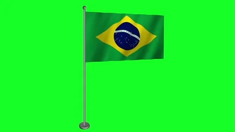 Mesmerizing Video Capturing the Flag of Brazil in Motion on Green Screen Stock Footage 274084695