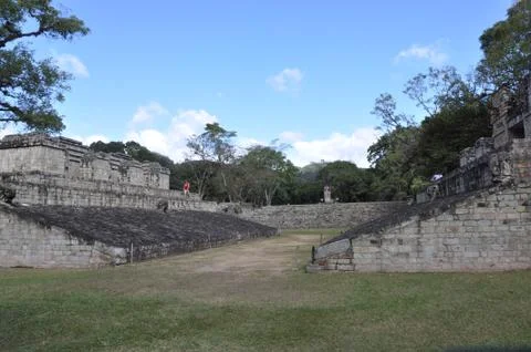 Mesoamerican Ballcourt at the Copan Ruins in Honduras Stock Photos