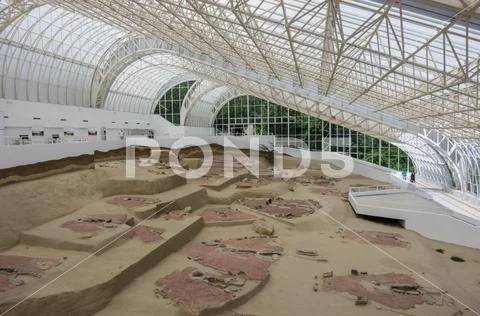 Mesolithic Archaeological site Lepen Whirl, between 9500/7200-6000 BC., visit Stock Photos