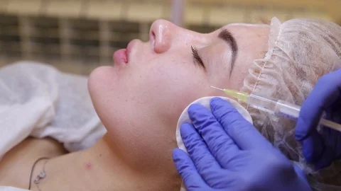 Mesotherapy injections in the face. Stock Footage 88078151