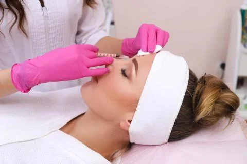 Mesotherapy injections in the face. Stock Photos