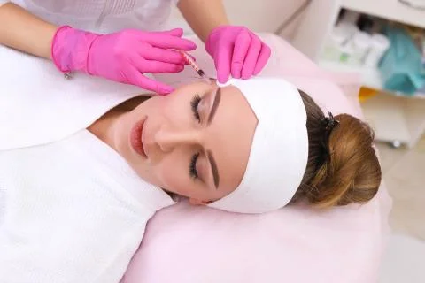 Mesotherapy injections in the face. Foto stock