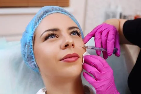 Mesotherapy injections in the face. Stock Photos