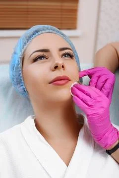 Mesotherapy injections in the face. Stock Photos