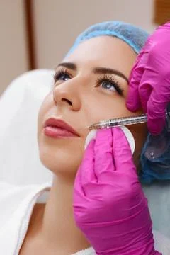 Mesotherapy injections in the face. Stock Photos