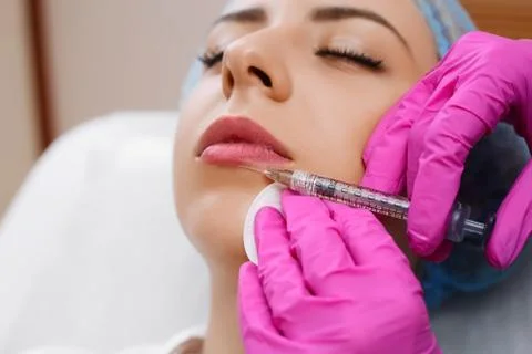 Mesotherapy injections in the face. Stock Photos
