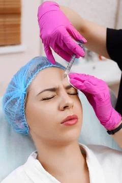 Mesotherapy injections in the face. Stock Photos