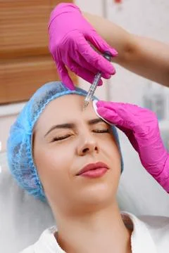 Mesotherapy injections in the face. Stock Photos