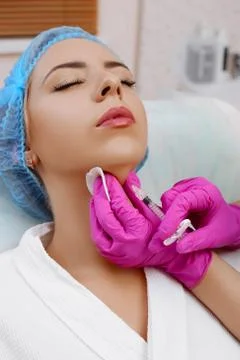 Mesotherapy injections in the face. Stock Photos