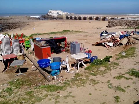 Mess on the beach 스톡 사진