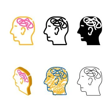Mess concepts in head color icon vector Stock Illustration