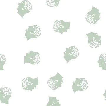 Mess in head glyph vector seamless pattern Stock Illustration