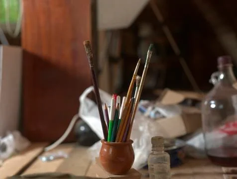 Mess In Loft 库存照片