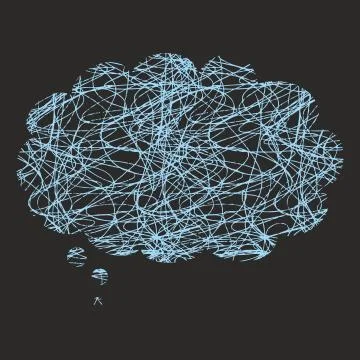 Mess in mind or thinking concept vector illustration with chaos in bubble speech Stock Illustration