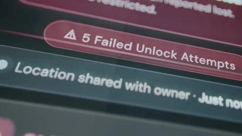 Message of 5 Failed Unlock Attempts on a device Stock Footage 333824303