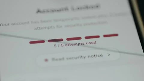 Message 5 out of 5 attempts used to log in, account temporarily locked Stock Footage 333383451