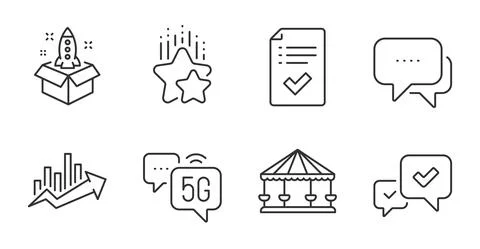 Message, 5g internet and Growth chart icons set. Ranking stars, Carousels and Stock Illustration