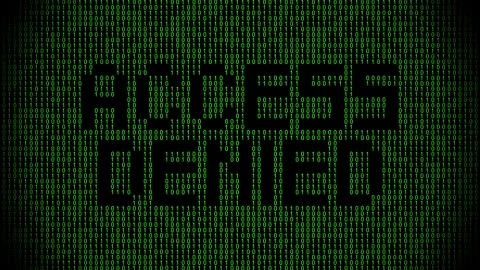 Message access denied on digital binary code background Stock Footage 321418138