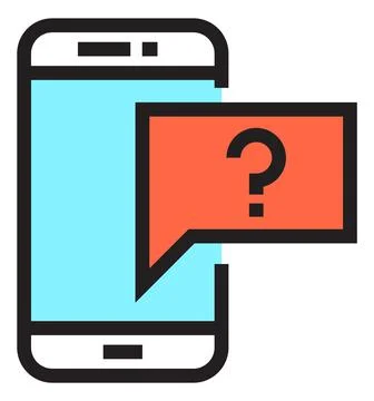 Message alert icon. Chat bubble with question mark on phone screen Stock Illustration
