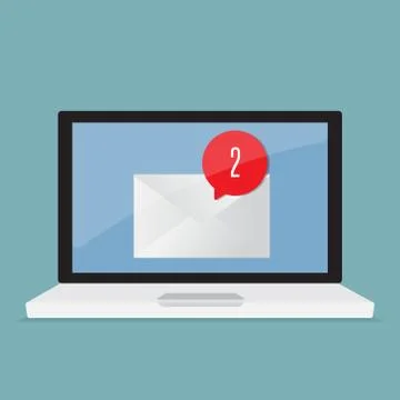 Message alert icon with laptop vector illustration Stock Illustration