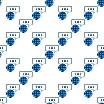 Message and Earth Globe vector Multipolarity blue seamless pattern Stock Illustration