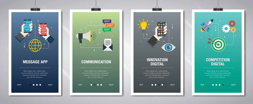 Message app, communication, innovation digital and competition digital. Stock Illustration