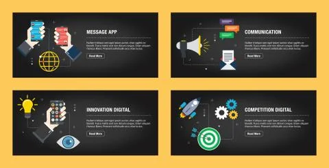 Message app, communication, innovation digital and competition digital. Stock Illustration