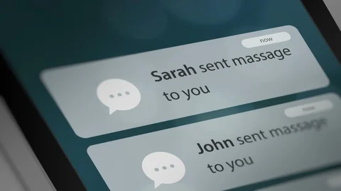 Message App with New Message Notification on Smart Phone Device Stock Footage 118846876