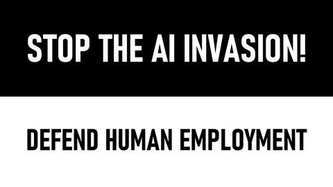 Message  to artificial intelligence "Stop The AI Invasion" illustration Stock Illustration