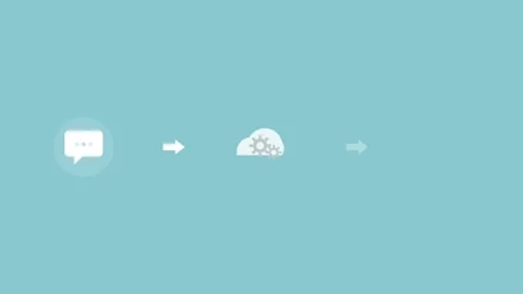 Message Automation Workflow with Cloud and Checkmark - Teal 스톡 동영상 341489414