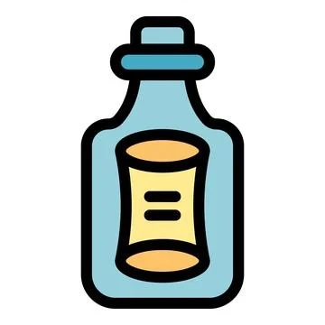 Message in a bottle with cork stopper floating on water icon Illustrazione stock
