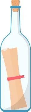 Message in a Bottle Flat Illustration. Clean Icon Design Element on Transpa.. 스톡 일러스트