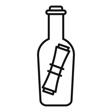 Message in a bottle floating on the ocean waves Stock Illustration