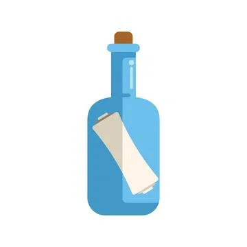 Message in a bottle floating on the ocean waves of communication Stockillustratie