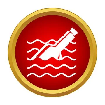 Message in a bottle floating on ocean waves icon 库存插图