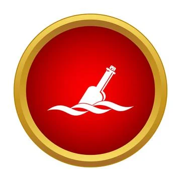 Message in a bottle floating on ocean waves icon Illustrazione stock
