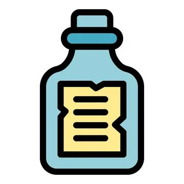 Message in a bottle floating on the sea waves icon 스톡 일러스트