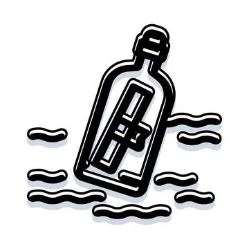 Message in a bottle floating on water communicating Stockillustratie