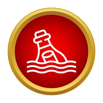 Message in a bottle floating on water icon Stock Illustration