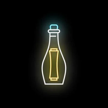 Message in a bottle glowing neon icon sign Ilustración de archivo