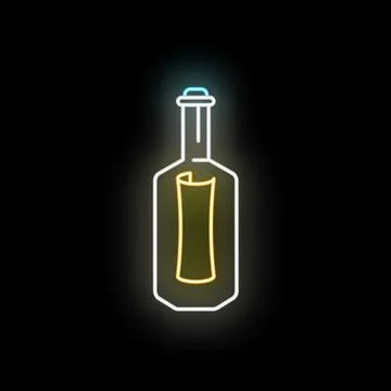 Message in a bottle glowing neon sign icon Illustrazione stock
