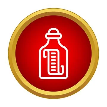 Message in a bottle icon red gold button Stock Illustration