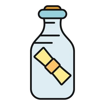 Message in a bottle icon sending communication signal Illustration